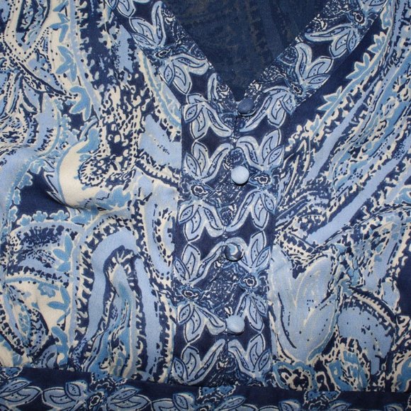 Main Street Blues Womens Plus 32W Blue Multicolored 3/4 Sleeve Tunic Blouse Top - Picture 5 of 9